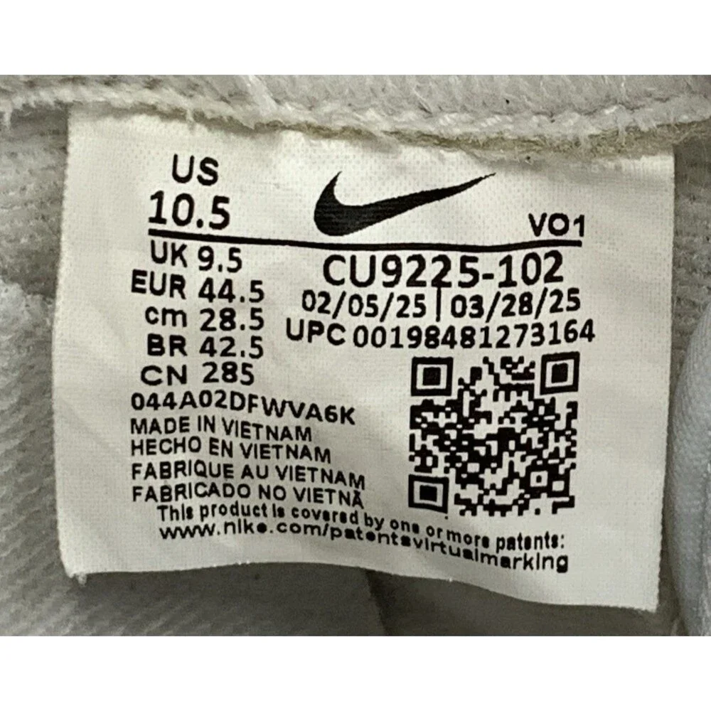 Nike Air Force 1 Low Supreme Sneaker Shoes CU9225-102 White Black Men Size 10.5
